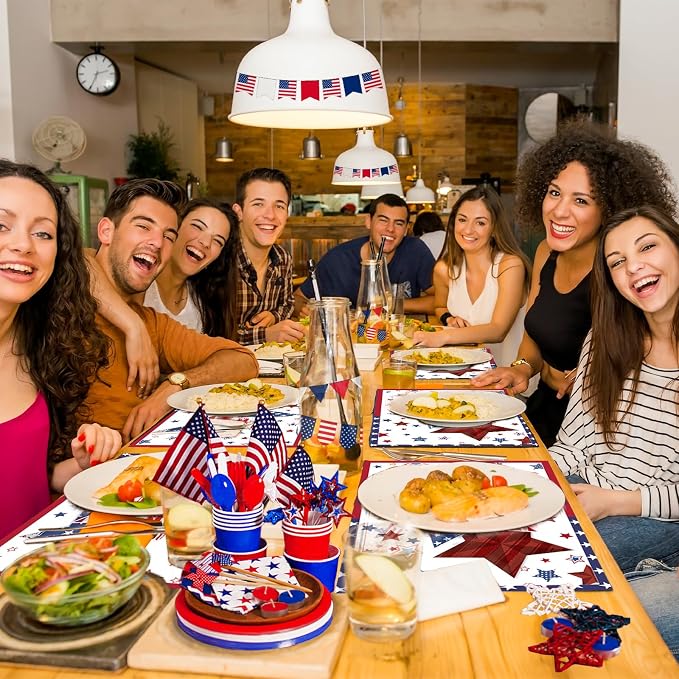 50 PCS Disposable Paper Placemats,11x16 inch 4th of July Place mats | Patriotic Freedom Stars Table Mats, Memorial Day Mat, Holiday Party Table Decorations