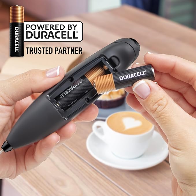 Zulay Kitchen Powerful Milk Frother Wand With Duracell Batteries - Ultra Fast Handheld Drink Mixer - Electric Whisk Foam Maker for Coffee, Lattes, Cappuccino & Matcha - Z1 Motor - Executive Black