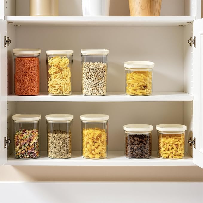 Glass Food Storage Jar with Glass Lid in Ractangle Shape, Food Canister Set with Airtight Lids, Pantry Storage Jar for Kitchen Organization. Food Storage Containers in Pack of 3, 40oz.