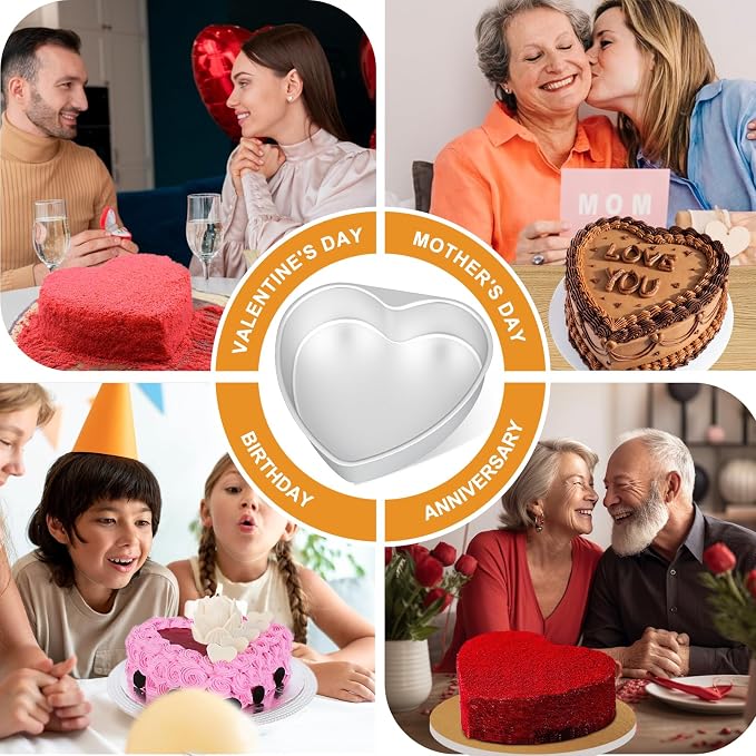 6 Inch Heart Shaped Cake Pans,2 Pack Non-stick Aluminum Heart Pan | Baking Tins with 50 Pieces Parchment Paper,Food-grade Cake Molds,Ideal for Valentine’s Day Birthday Wedding