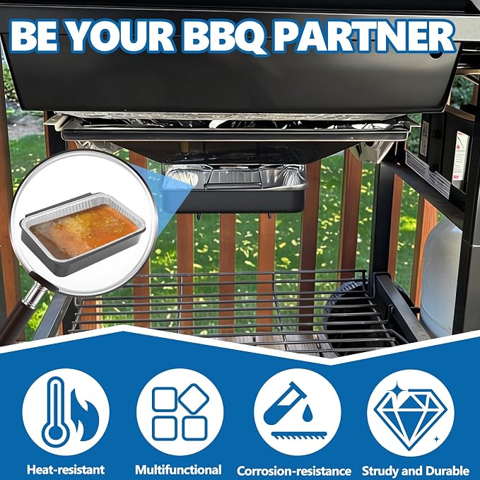 Grease Catch Pan Kit with 10 Liners for Weber Spirit & Genesis II, Black | 83156 Grill Grease Tray+6415 Disposable Foil Liner, for Weber Spirit e-310/210/220/320/330 & Genesis II e-310/315/325/330/335