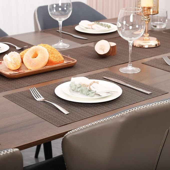 Myir JUN Placemats Set of 10 Kitchen and Dining Table Placemats | Vinyl Placemats Place Mats Indoor/Outdoor Set of 10 Washable Table Mats Non-Slip Place mats for Dining Table, Coffee