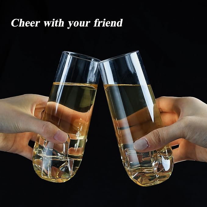 Bestluck 36 Pack 9 oz Clear Stemless Plastic Champagne Flutes | Clear Disposable Champagne Toasting Glasses, Shatterproof and BPA-Free Drinkware for Party & Graduation & Wedding