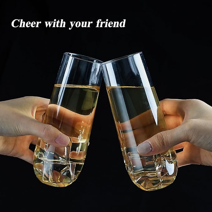 Bestluck 24 Pack 9 oz Clear Stemless Plastic Champagne Flutes | Clear Disposable Champagne Toasting Glasses, Shatterproof and BPA-Free Drinkware for Party & Graduation & Wedding