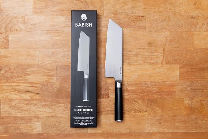 Babish High-Carbon 1.4116 German Steel Cutlery, 7.5" Clef (Cleaver + Chef) Kitchen Knife, Good Housekeeping Standout Knife of 2022