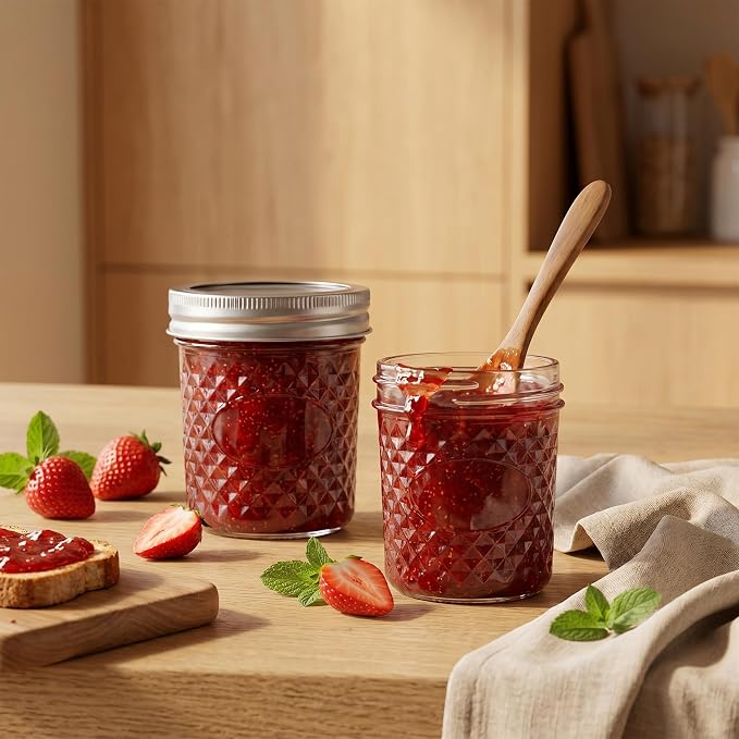 CycleMore 6 oz Mason Jars with Split Bands, 30 Pack Canning Jars | AirTight, BPA Free, Bulk Value, Regular Mouth Small Glass Canisters for Jelly, Sauce, Jam, Honey, Wedding Favors, Favors