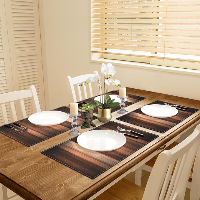 Emvency Farmhouse Placemats Set of 4, 12x18 Inch, Striped Vintage | Art Art Painting Table Mats for Outdoor Home Party Kitchen Dining Decoration