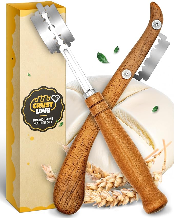 Bread Lame 2-Piece Set for Controlled Dough Scoring with 5 Blades | Straight & Curved Scoring for Clean Expansion, 2 Bread Lames with 5 Blades, Dough Scoring Tool for Sourdough & Artisan Bread
