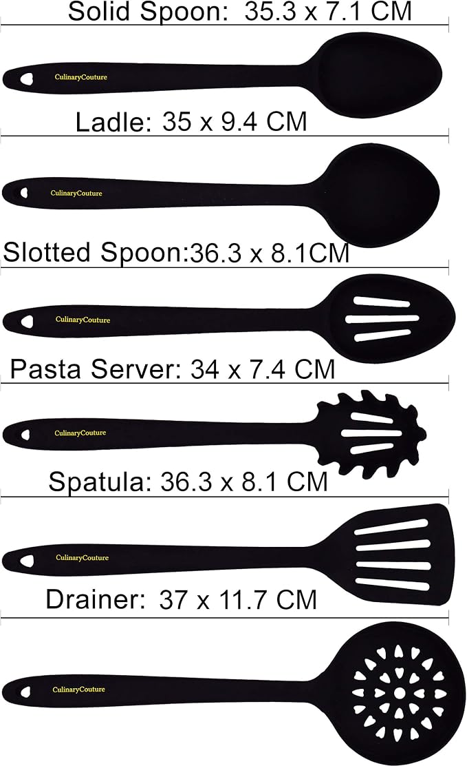 25 PCs Silicone Cooking Utensils Set - Non-Stick Silicone Kitchen Utensils | Black Non-Stick, Heat-Resistant Silicone Kitchen Utensils Set with Stainless Steel Inner Core