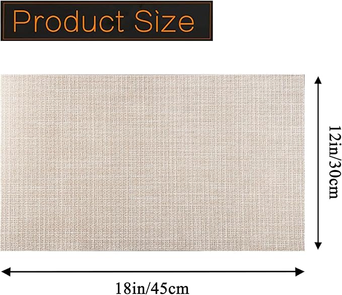 PIGCHCY Beige Placemats Set of 6 Vinyl PVC Durable Place Mats for Dining Table,Heat Resistant Non-Slip Woven Tabel Mats (18x12 inches, Beige)