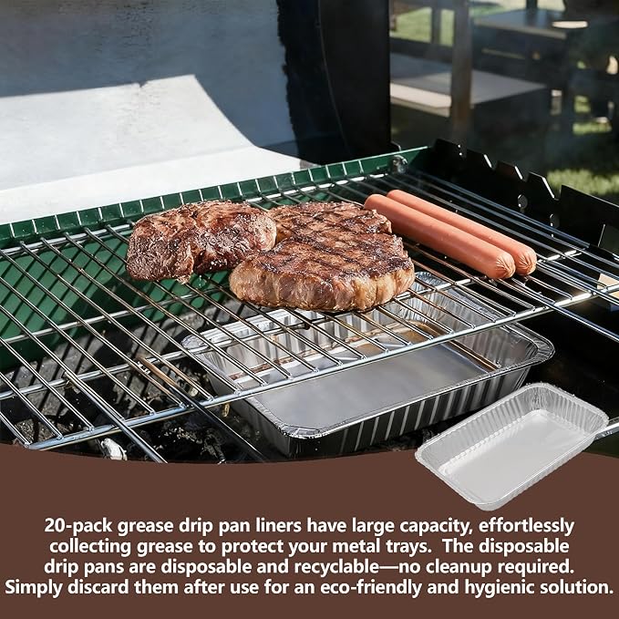 Universal 20-Pack Aluminum Grill Drip Pans for 6415 Weber Grill & Ninja | Disposable Foil Grease Tray Liners for Weber Spirit, Traveler, Genesis, Q Series, Ninja OG700 Series