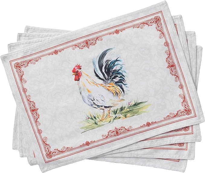 Maison d' Hermine Placemats Set of 4 Reusable 100% Cotton (13"x19") | Cloth Place Mats Washable Table Mats for Kitchen Dining Party Wedding Hotel Home Restaurant Spring Summer - Campagne