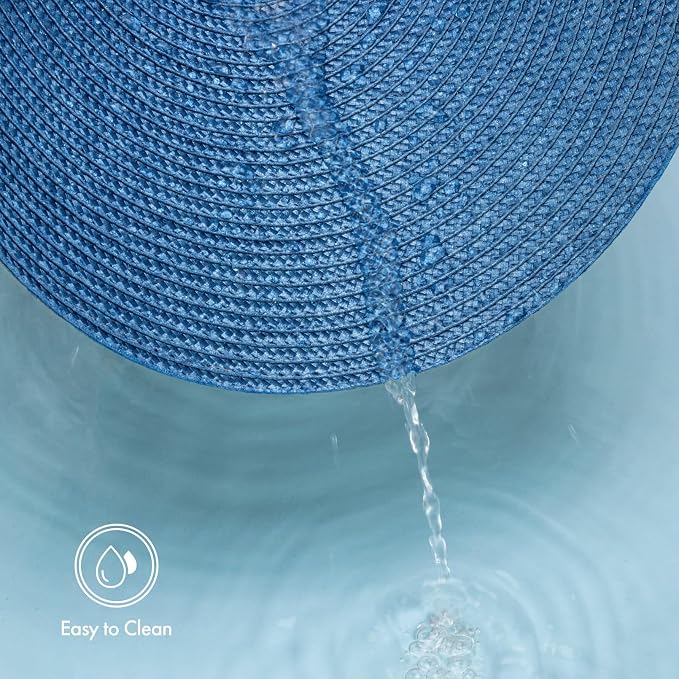 Winknowl Round Braided Placemats Set of 6 Washable Woven Heat Resistant Table Mats for Kitchen Dining Tables 15 inch Round Place Mats (Blue,6pcs)