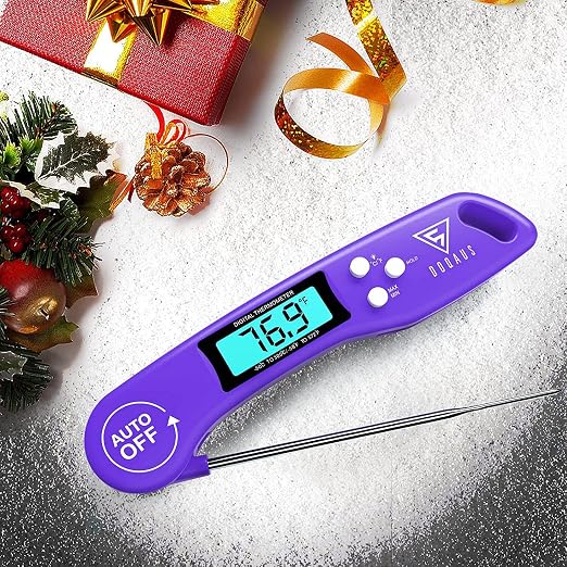 DOQAUS Meat Thermometer – Temperature Dial Thermometers for Cooking Backlight & Auto-Rotating Display, Kitchen Gadgets Essentials for BBQ Oven Grill Smoker Candy Purple