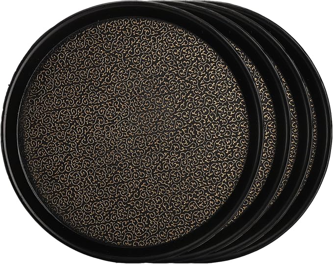 Frcctre 4 Pack 12 Inch Plastic Serving Tray, Round Non-Slip Restaurant Serving Trays Cafeteria Food Service Tray for Home, Party, Events