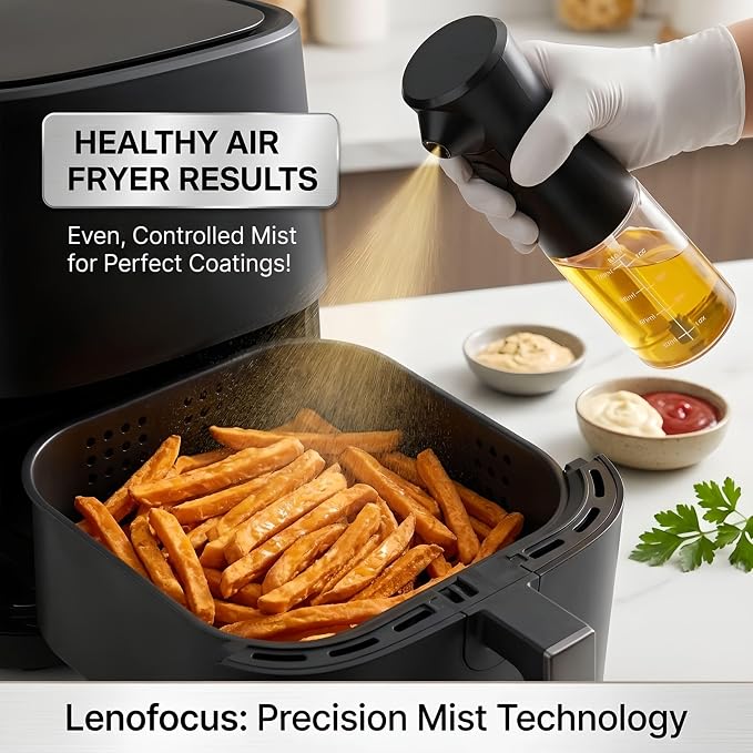 Electric Oil Sprayer for Cooking, Rechargeable Glass Olive Oil Mister, Battery Powered Continuous Fine Mist Spray Bottle for Air Fryer, Salad, BBQ, Kitchen - Uniform Spraying, Leak-Proof