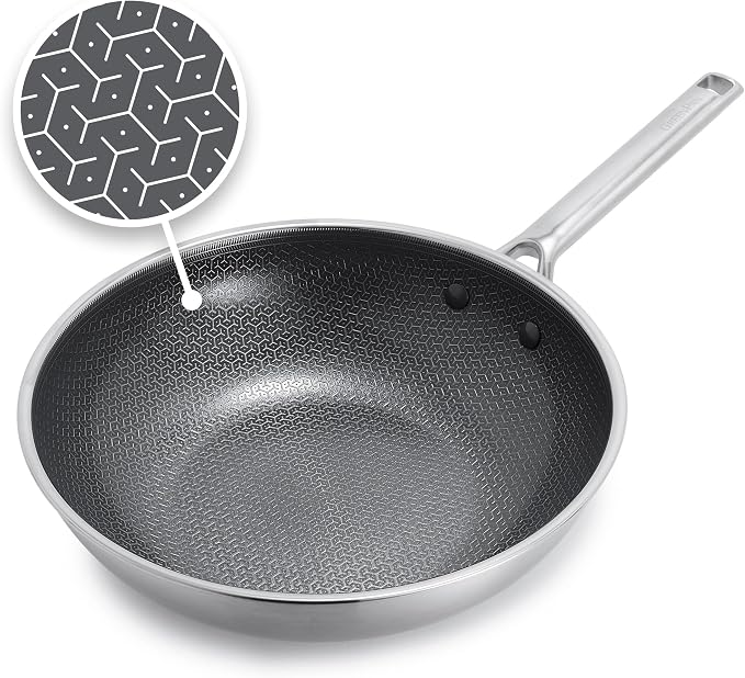 GreenPan Hybrid APEX 11" Tri-Ply Stainless Steel Wok, Ceramic Nonstick Pan | APEX Tri-Ply Pan, PFAS-Free Thermobond Nonstick, Induction & All Cooktop Compatible, Dishwasher & Oven Safe to 850F, Silver