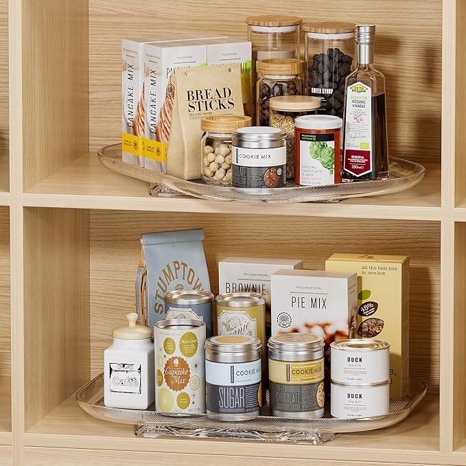 LAMU Lazy Susan Turntable Organizer for Refrigerator Organizers and Storage Fridge Organization, Condiment Organizer for Kitchen, Table Top, Cabinet, Pantry, Countertop, 14.56''x11'', 2 Pack