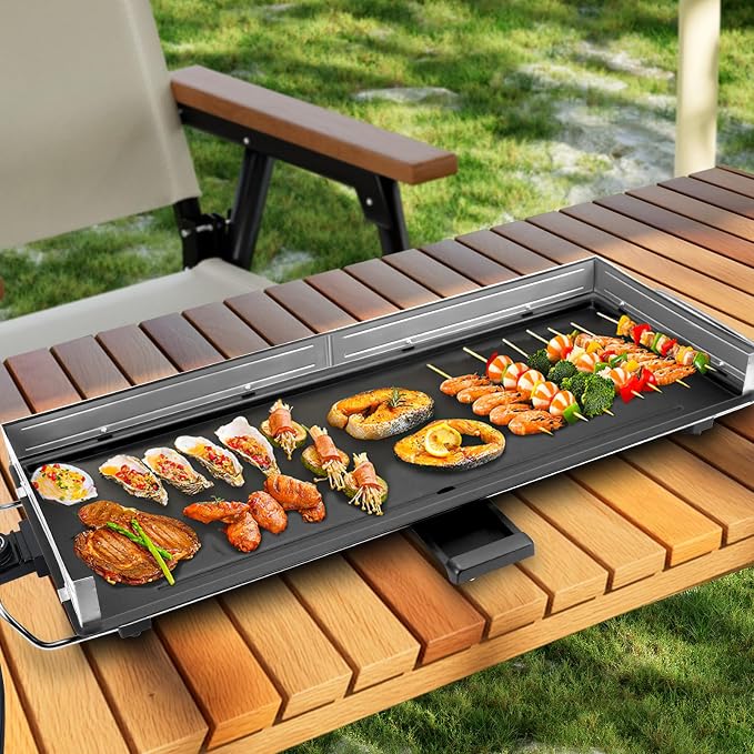AEWHALE 35" Electric Nonstick Extra Large Griddle,2000W Teppanyaki Grill | Extra Wide,Detachable for Easy Cleaning,Adjustable Temperature to 420°F,BBQ,Breakfast & Family Parties,Indoor/Outdoor