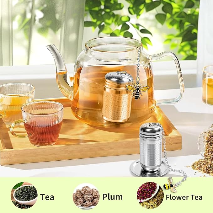 2 Pack Extra Fine Mesh Tea Infuser for Loose Leaf Tea Steeper | 304 Stainless Steel Tea Strainers & Filters for Loose Tea, Updated Slim Threaded Lid Tea Ball for Mug, Cup, Teapot, Kettle