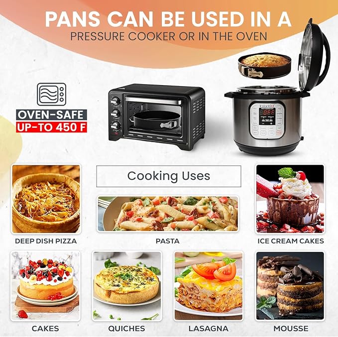 RFAQK 10 Inch Springform Pan Nonstick Leakproof - Spring Form Pan for Cheesecake with Removable Bottom, Include 50pcs Parchment Paper, Recipe E-Book - Perfect for Baking Cheese Cakes, Pizzas, & More!