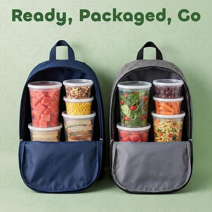 48 Sets Plastic Deli Containers with Lids - 16oz Pint & 32oz Quart | Leak Proof, Microwaveable, Dishwasher & Freezer Safe - Plastic Food Storage, Meal Prep, Restaurant & Soup Containers