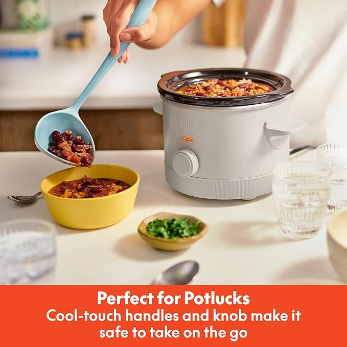 bella 1.5qt Manual Non-Toxic Slow Cooker with 3 Heat Settings, Oatmilk