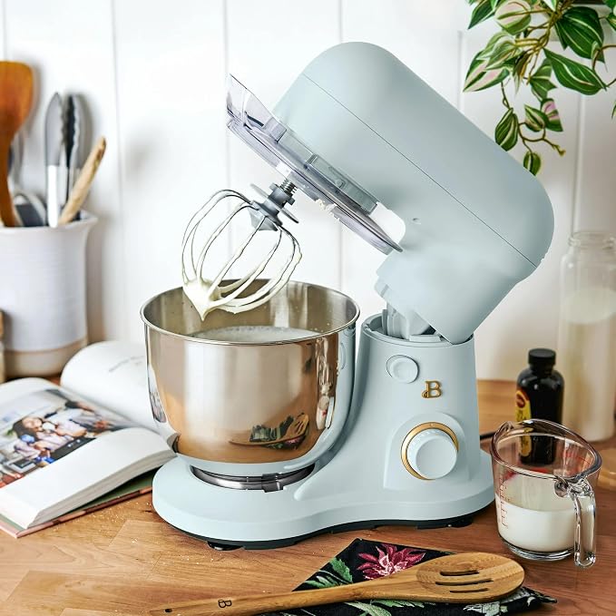 3.5 Qt Stand Mixer, 300W Powerful Motor, Tilt-Head Design with Stainless Steel Bowl, 12 Speeds, Includes Dough Hook Whisk Beater for Baking Mixing (Hydrangea)