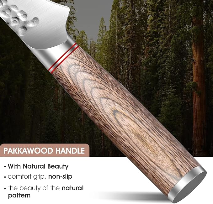 Huusk Boning Knife for Meat Cutting with Ergonomic Pakkawood Handle | 6.5" Hand Forged Japanese Fillet Knife for Meat Fish Poultry, Deboning Butcher Knives for Processing, Gift for Cooking lovers