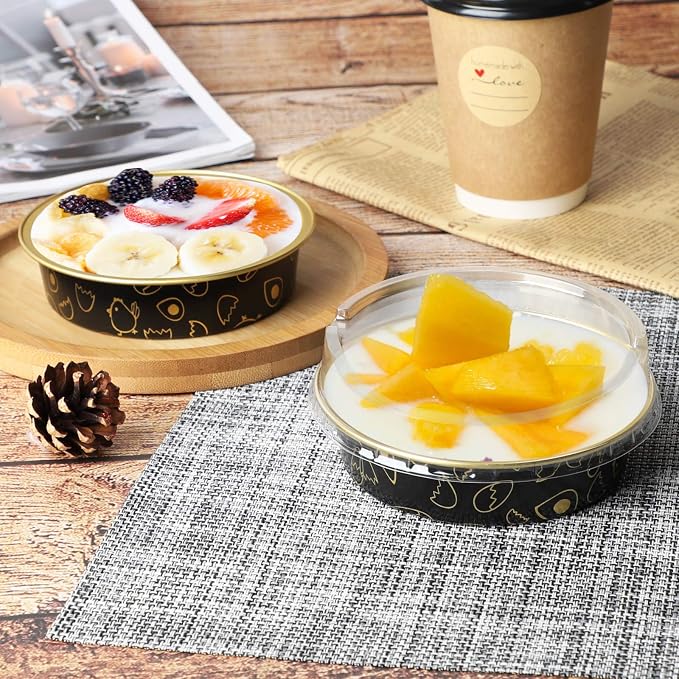 Beasea Mini Tart Pans 50 Pack, 4 Inch Disposable Pie Tins with Lids, Black Gold Aluminum Pie Pan Cartoon Tin Tart Pans Round Oven Baking Mini Cake Pan for Pie Tart Quiche
