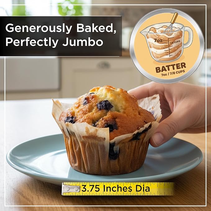 Wrenbury Jumbo Muffin Pan 4" Cup - Nonstick XL Deep Muffin Pan for Baking | 6 Cup - Oversized Extra Large Cupcake Mold - Dishwasher Safe - PTFE Free - 446°F Oven Safe