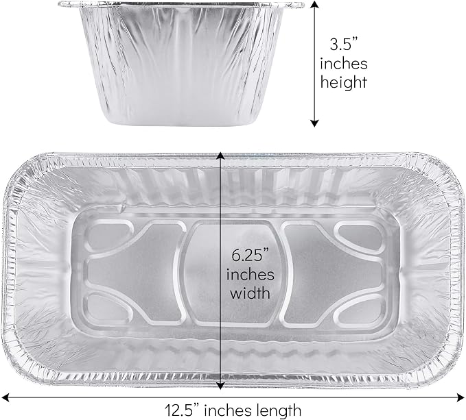 PLASTICPRO [5 Lb 10 Pack Disposable Loaf Pans Aluminum Tin Foil Meal Prep Bakeware - Cookware Perfect for Baking Cakes, Bread, Meatloaf, Lasagna 5 Pound 12.5'' X 6.25'' X 3.5''