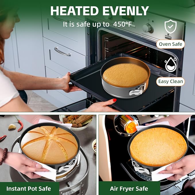 9 Inch Nonstick Springform Pan - Cheesecake Pan with Removable Bottom, Round Baking Mold for Cheesecake, Pie, Desserts & More - Baking Bakeware Accessory, Matte Black