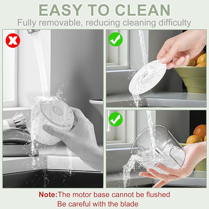 250ml (1 Cup) Electric Garlic Chopper, Green Portable Garlic Press | Wireless Mini Food Processor, Rechargeable Garlic Chopper Mincer for Ginger, Chili, Onion, Minced Meat and Spices
