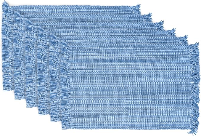 DII Variegated Tabletop Collection, Placemat Set3x19, Light Blue, 6 Piece