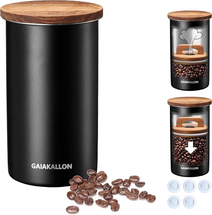 Vacuum Coffee Canister, Stainless Steel Airtight Coffee Storage Container, Coffee Container for 12oz Coffee Beans, Coffee Beans Storage, 34 fl.oz