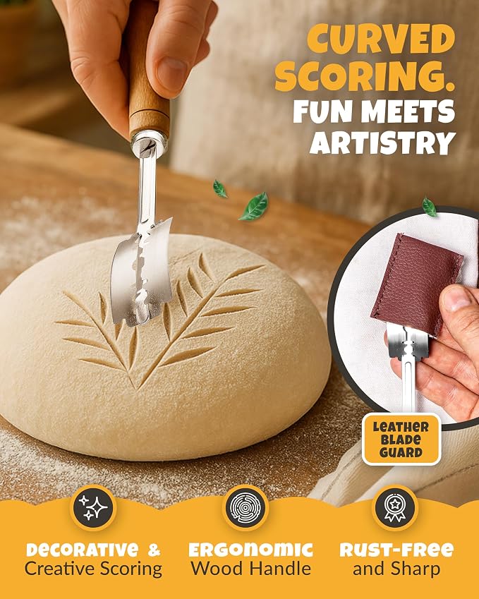 Bread Lame 2-Piece Set for Controlled Dough Scoring with 5 Blades | Straight & Curved Scoring for Clean Expansion, 2 Bread Lames with 5 Blades, Dough Scoring Tool for Sourdough & Artisan Bread