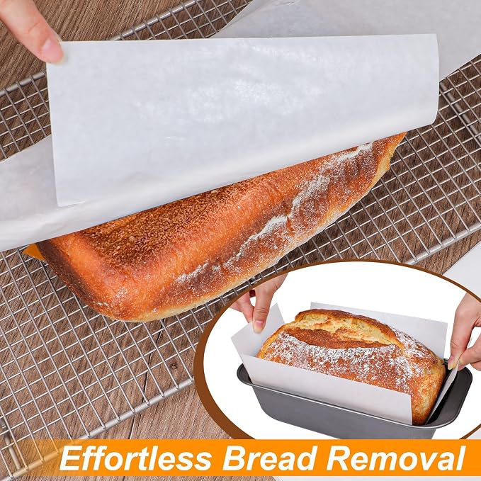 Webake Unbleached Parchment Paper Loaf Pan Liners for Baking Bread 9x5, 1lb 1.5lb 2lb, Original Precut, Non Toxic Baking Paper 100Pcs