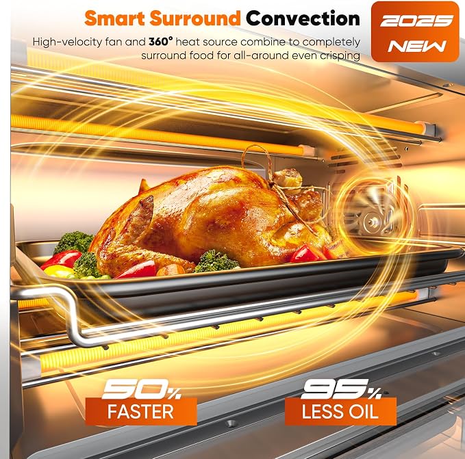 Nuwave Bravo Pro Convection Air Fryer Toaster Oven Combo | 2026 New Improved,10-in-1, 50°-450°F Control, Quick Even Crisp Tech, 21Qt, PFAS Free, Cream