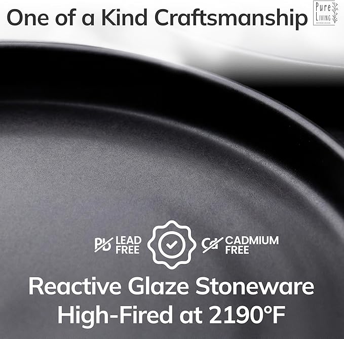 24 Piece Black Dinnerware Set for 8 | Matte Black Plates and Bowls Sets, Modern Stoneware Black Dishes Set | Scratch Resistant, Dishwasher & Microwave Safe | Matte Black Finish Ultra-Chic & Modern