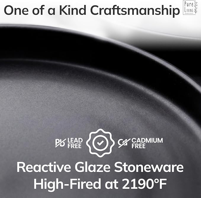 16 Piece Black Dinnerware Set for 4 | Matte Black Plates and Bowls Sets, Modern Stoneware Black Dishes Set | Scratch Resistant, Dishwasher & Microwave Safe | Matte Black Finish Ultra-Chic & Modern