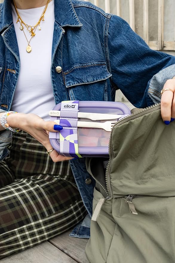 Ello Lunch Stack Bento Box Plastic Food Containers, 2 Pack, Wisteria | Leakproof bento box food containers, 2 pack. BPA-free, great for meal prepping, school & office lunches, and leftovers.
