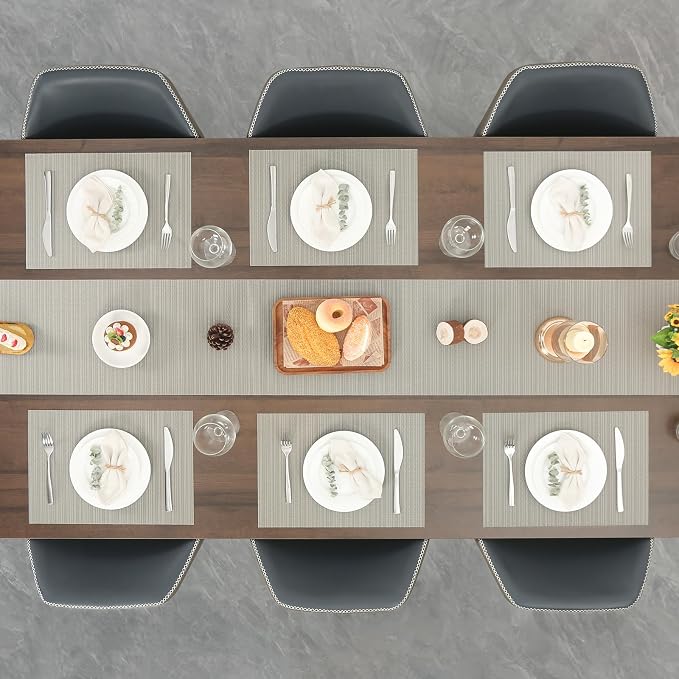 Myir JUN Placemats Set of 4 Kitchen and Dining Table Placemats | Vinyl Placemats Place Mats Indoor/Outdoor Set of 4 Washable Table Mats Non-Slip Place mats for Dining Table, Golden Silver