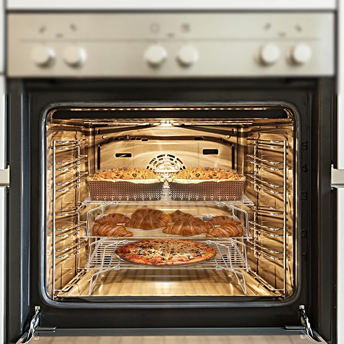 Leonyo 2-Tier 15x10IN Cookie Cooling Rack for Cooking Stackable Collapsible | Stainless Steel Cookie Cooling Racks For Cooking Baking, Wire Cookies Rack for Drying Pizza with Raised Legs, Dishwasher Safe