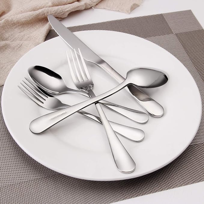 Silverware Set,SHARECOOK 20-Piece Stainless Steel Flatware Set,Kitchen Utensil Set Service for 4,Tableware Cutlery Set for Home and Restaurant, Dishwasher Safe