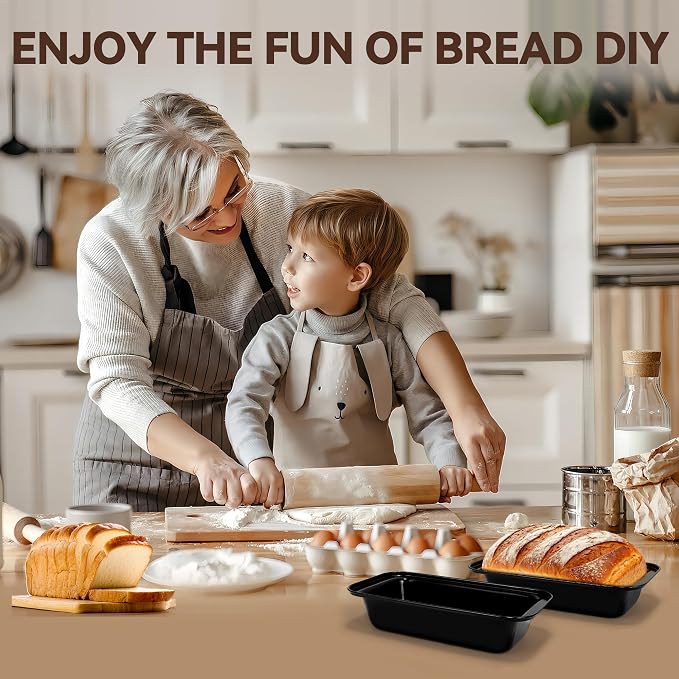 Yoehka 6 Pack Bread Pan Set, Non-Stick 8×4 Carbon Steel Loaf Pans, Black | Baking Homemade Bread, Sourdough, Brownies, Cake, Rectangle Baking Pans