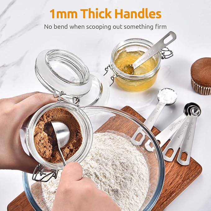 Measuring Spoons: U-Taste 18/8 Stainless Steel Measuring Spoons Set of 6 Piece: 1/8 tsp, 1/4 tsp, 1/2 tsp, 1 tsp, 1/2 tbsp & 1 tbsp Dry and Liquid Ingredients | Kitchen Metal Measure Set, Metric & US Measurements, 1/8tsp, 1/4tsp, 1/2tsp, 1tsp, 1/2tbsp,...