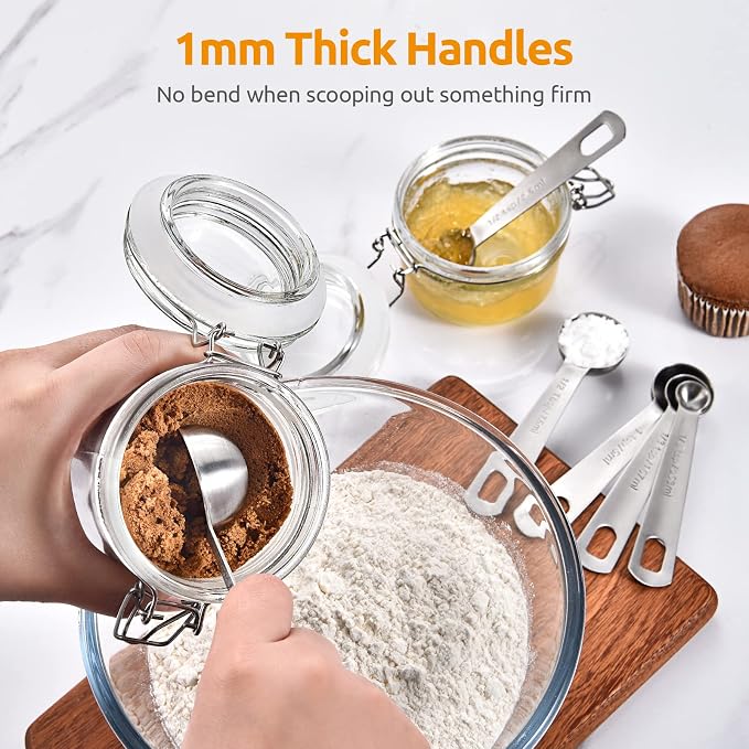 U-Taste 18/8 Stainless Steel Measuring Spoons Set of 8, Teaspoon Tablespoon | Kitchen Metal Measure Spoon Set, 1/8tsp, 1/4tsp, 1/3tsp, 1/2tsp, 3/4tsp, 1tsp, 1/2tbsp, 1tbsp for Dry & Liquid Ingredients