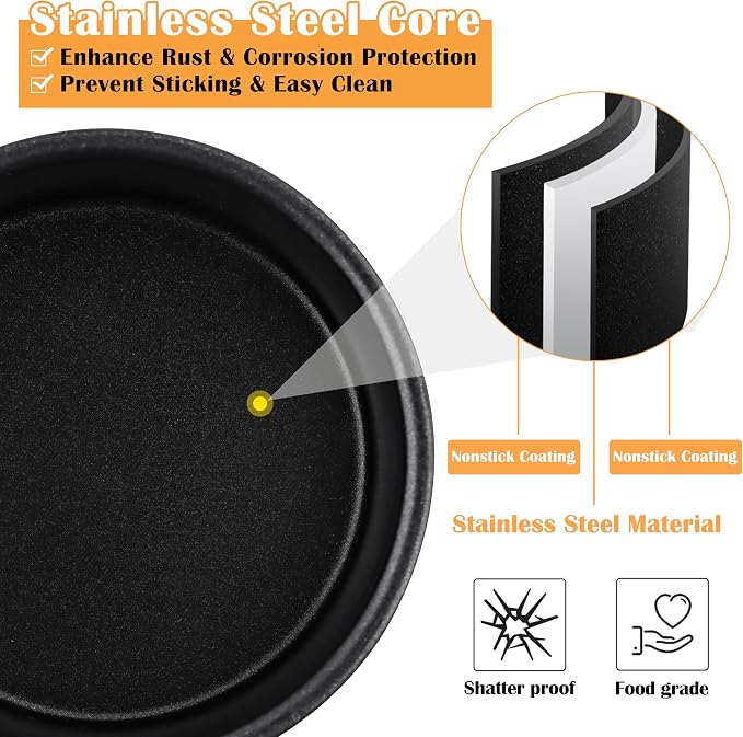 E-far 4 Inch Cake Pan, 3PCS Nonstick Stainless Steel Mini Round Cake Pans | Small Baking Tins for Smash Cakes/Cheesecake, Stainless Steel Core & Non-toxic Coating, Straight Side & 2 Inch Deep