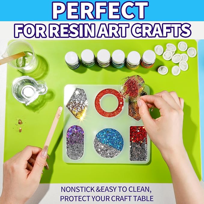 LEOBRO Silicone Mats, 3 PCS Silicone Mats for Crafts, Resin Molds, Play Dough Mat, Nonstick Silicone Sheet Mat for Epoxy Resin, Clay, Craft Supplies, 15.7”x 11.7”